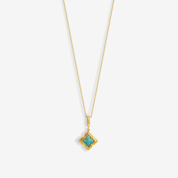 Inicio Gold Plated Aquamarine Clover Pendant - Gift Pouch