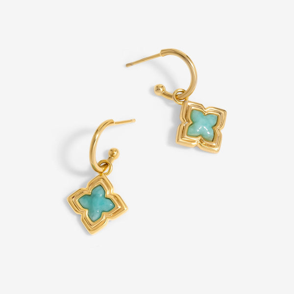 Inicio Gold Plated Aquamarine Clover Earrings - Gift Pouch