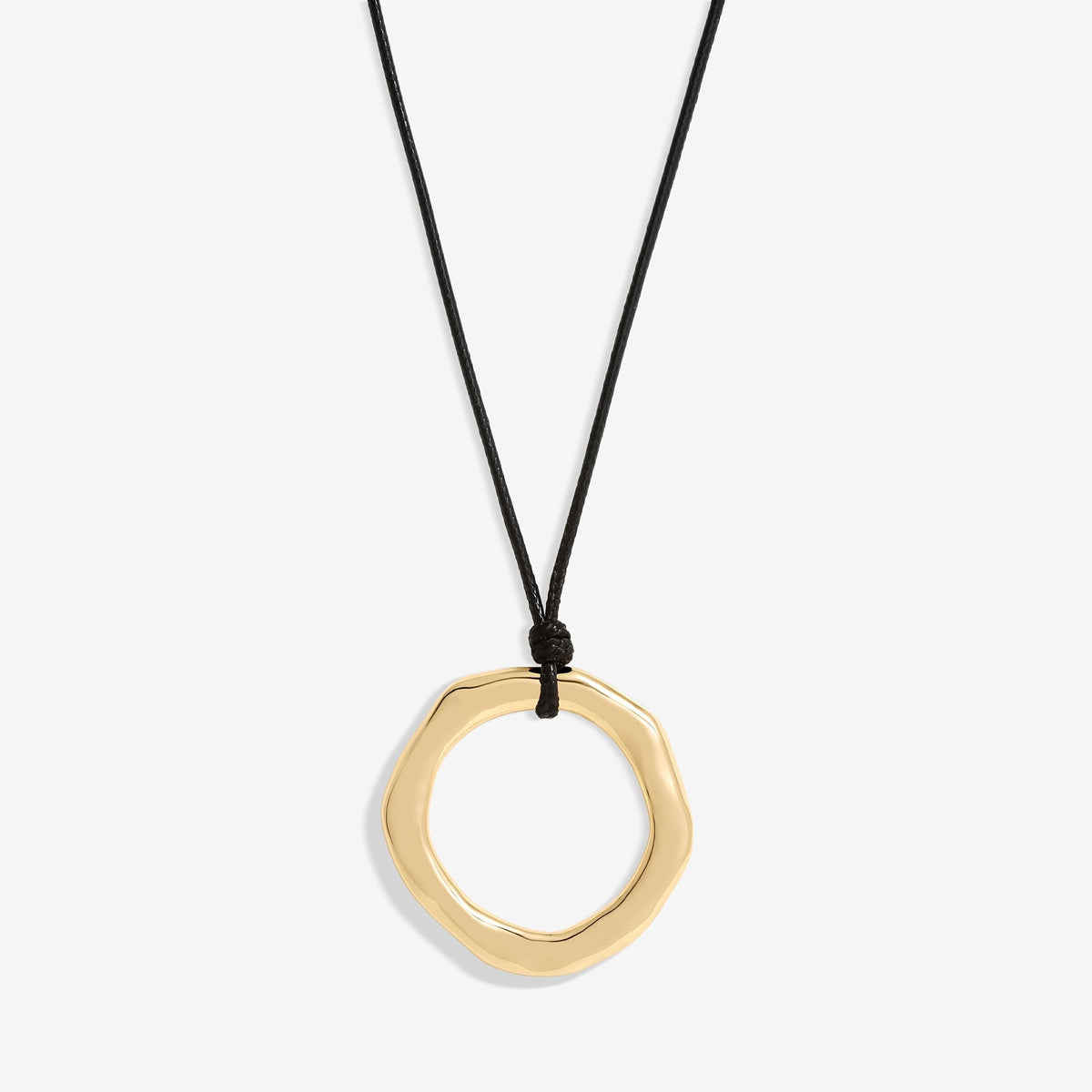 Mood Gold Polished Molten Ring Cord Pendant Necklace