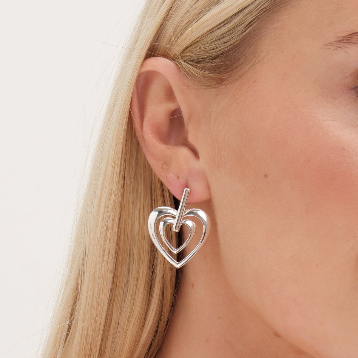 Mood Silver Polished Heart Doorknocker Earrings