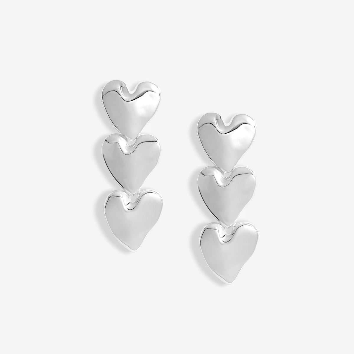Mood Silver Polished Molten Heart Triple Drop Earrings