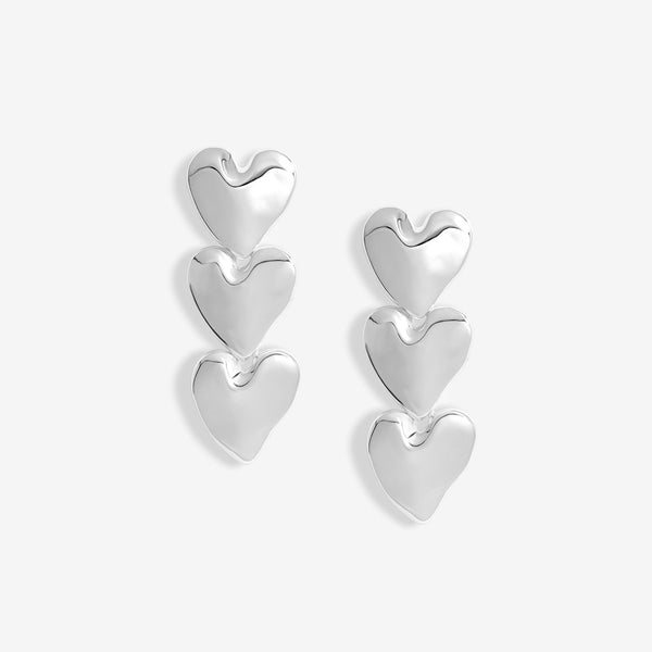 Mood Silver Polished Molten Heart Triple Drop Earrings