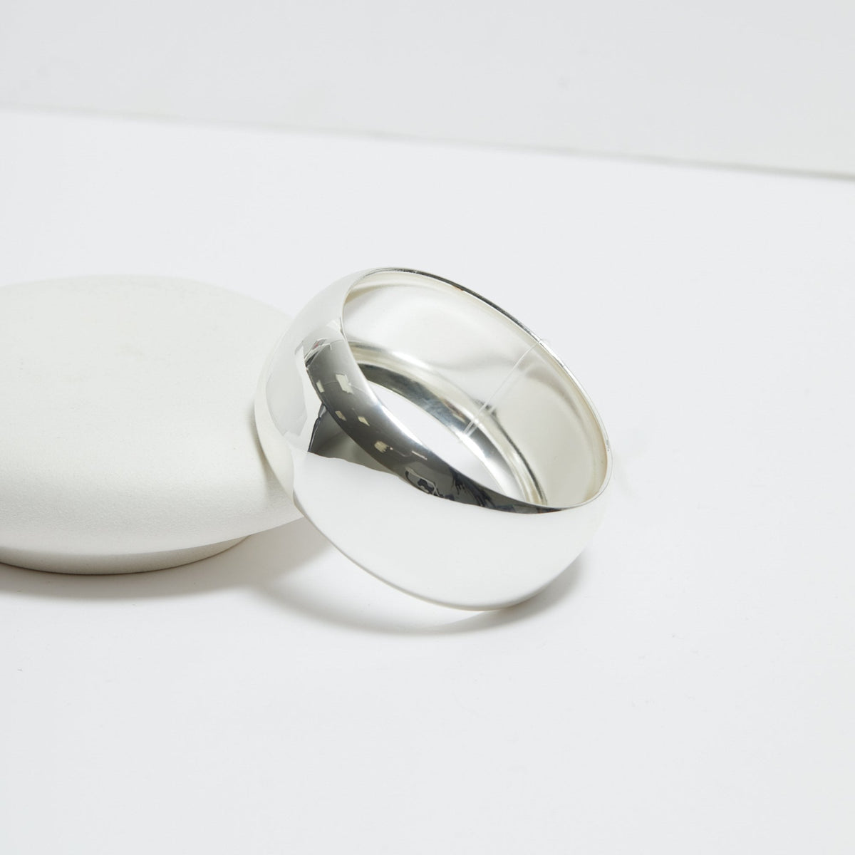 Mood Silver Polished Statement Bangle Bracelet