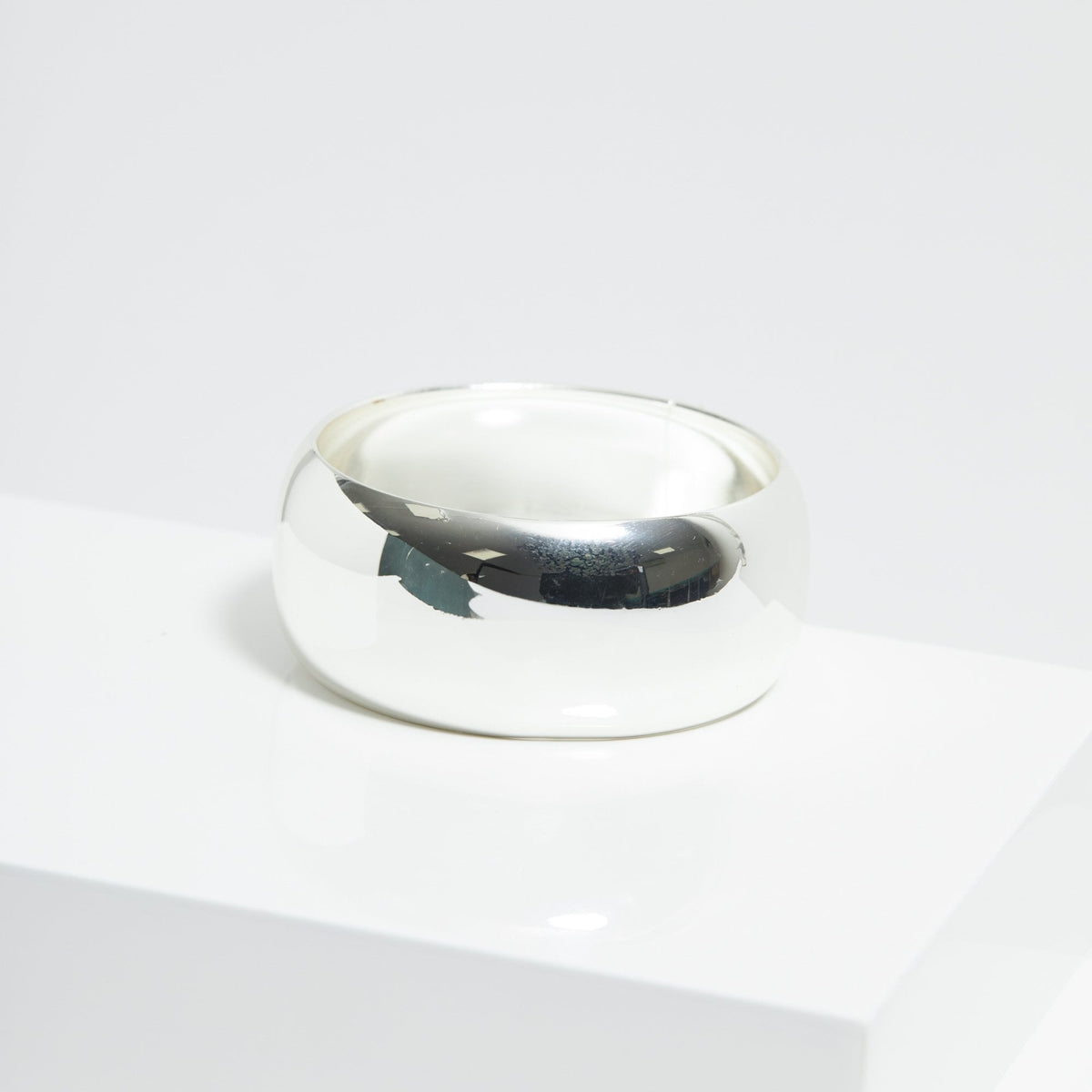 Mood Silver Polished Statement Bangle Bracelet