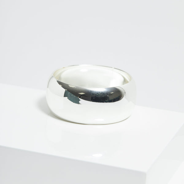Mood Silver Polished Statement Bangle Bracelet