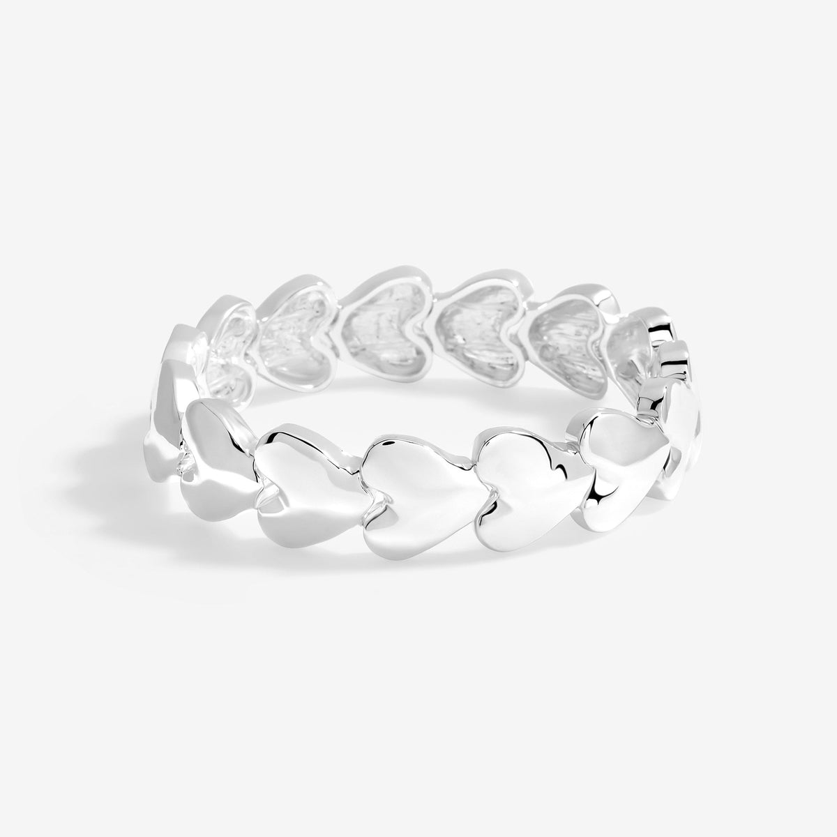Mood Silver Polished Molten Heart Stretch Bracelet