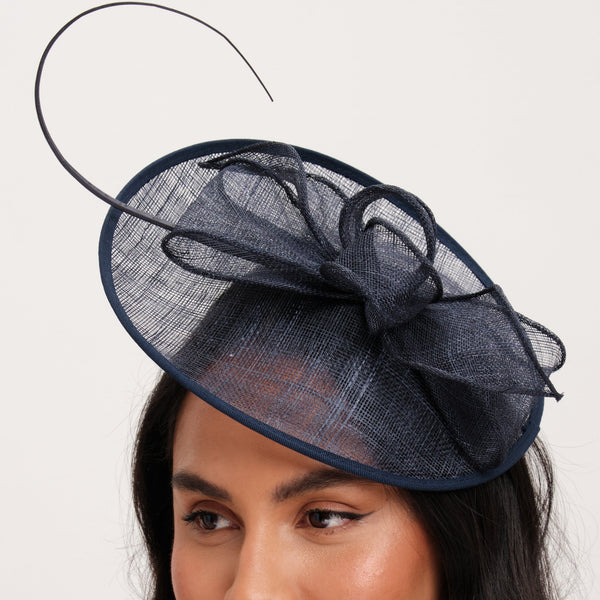 Jon Richard Navy Woven Bow Fascinator