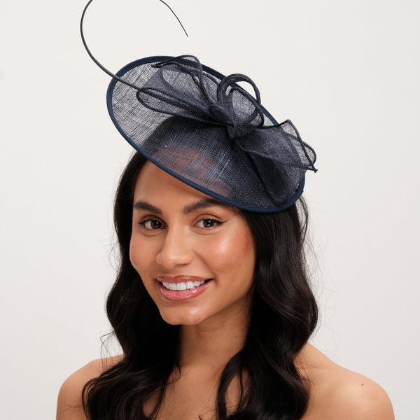 Jon Richard Navy Woven Bow Fascinator