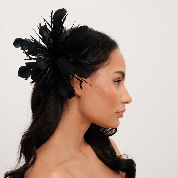 Jon Richard Black Statement Floral Clip Fascinator