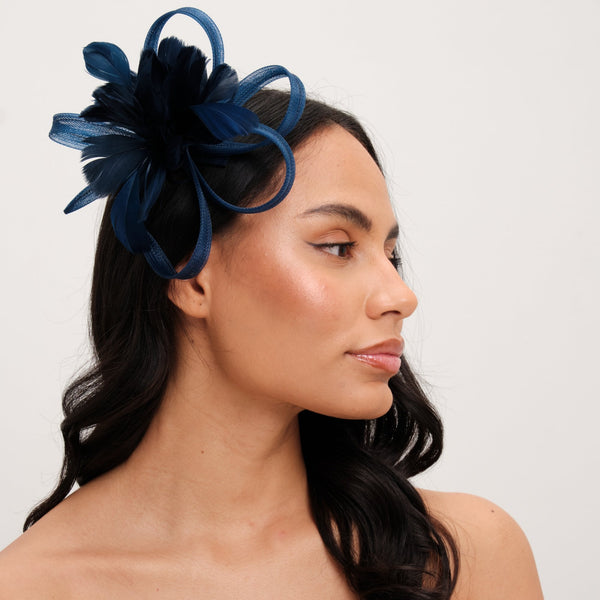 Jon Richard Navy Floral Clip Fascinator