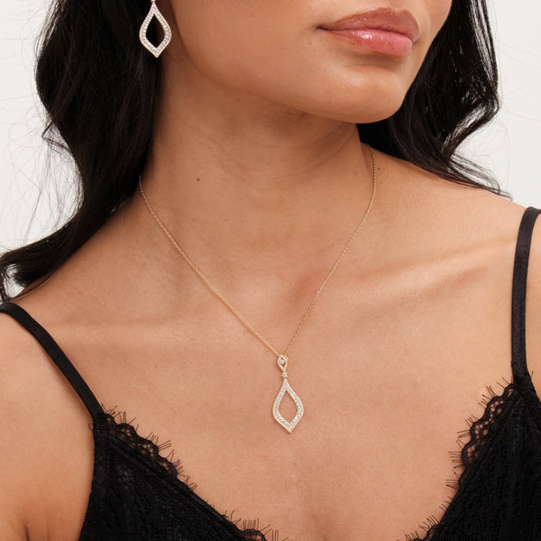 Jon Richard Gold Plated Cubic Zirconia Open Pear Pendant Necklace - Gift Boxed