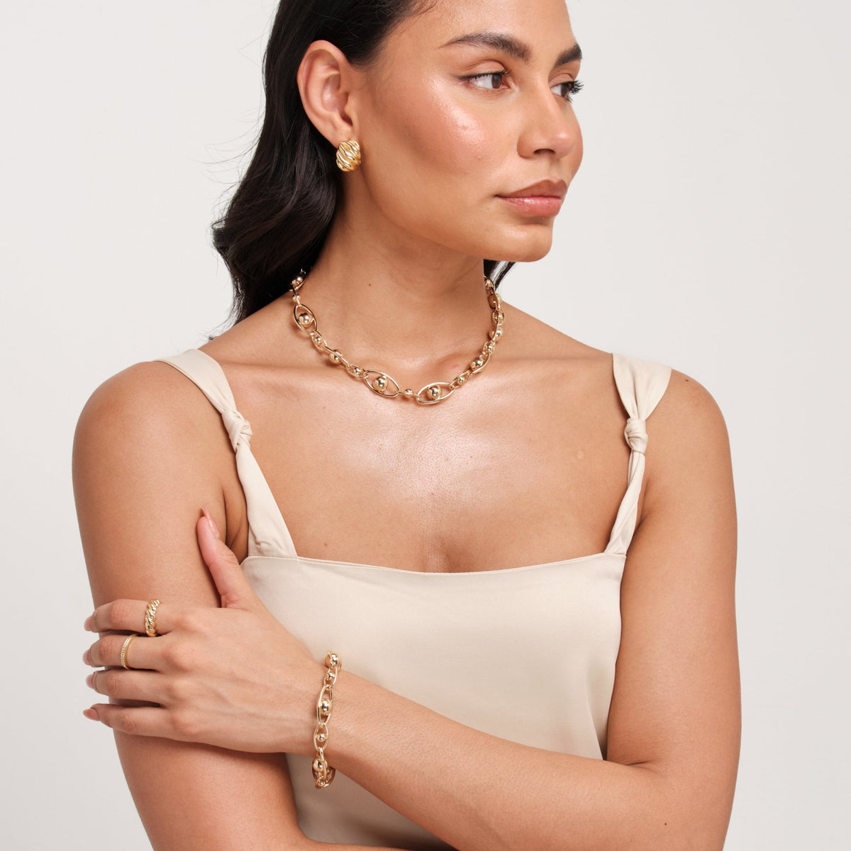Jon Richard Gold Plated Polished Orb Chain Necklace