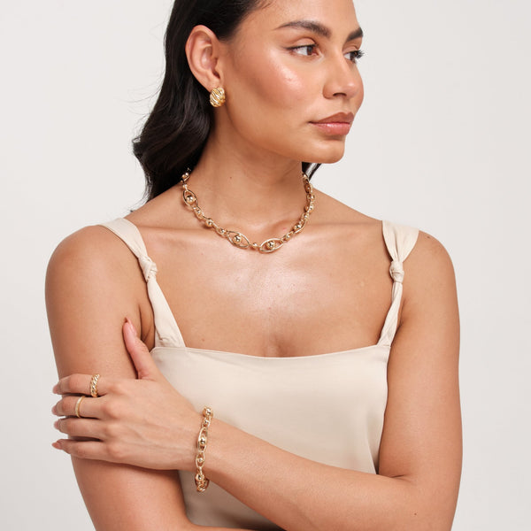 Jon Richard Gold Plated Polished Orb Chain Necklace