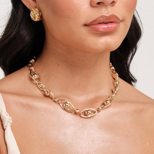Jon Richard Gold Plated Polished Orb Chain Necklace