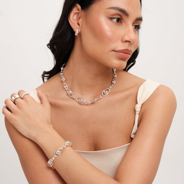 Jon Richard Silver Plated Polished Orb Chain Necklace