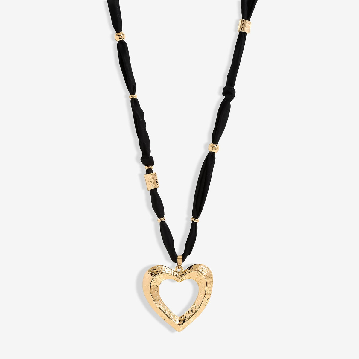 Mood Gold Hammered Heart Long Pendant Necklace