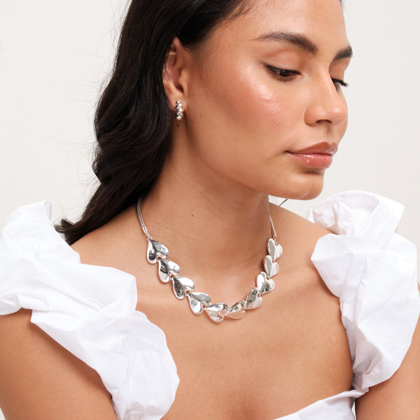 Mood Silver Polished Molten Heart Allway Necklace