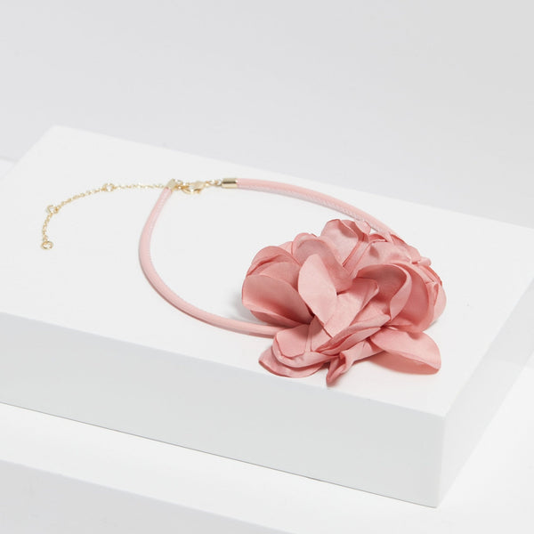 Mood Gold Pink Flower Corsage Necklace