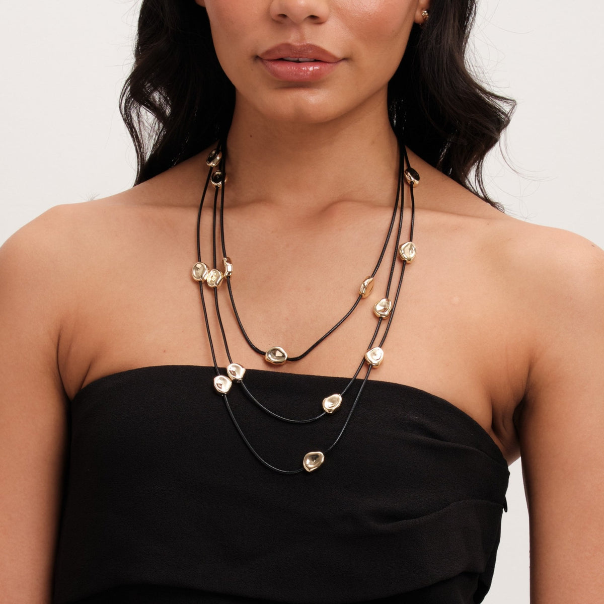 Mood Gold Nugget Multirow Cord Necklace