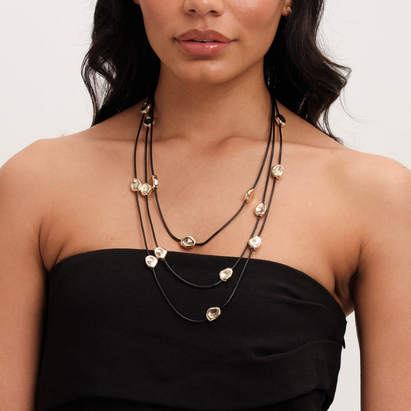 Mood Gold Nugget Multirow Cord Necklace