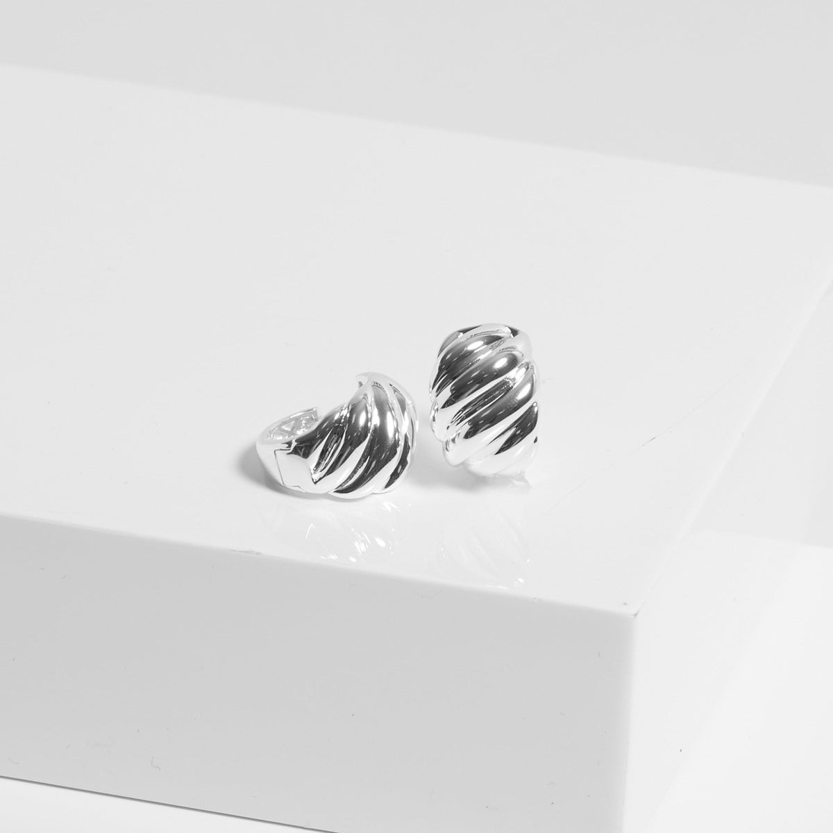 Jon Richard Silver Plated Large Ridge Hoop Earrings