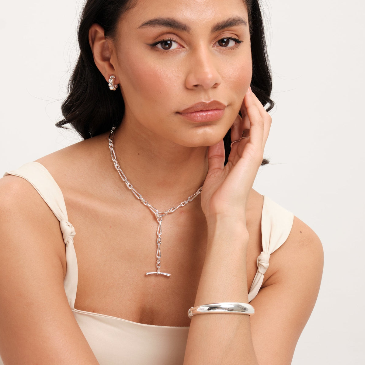 Jon Richard Silver Plated T Bar Necklace