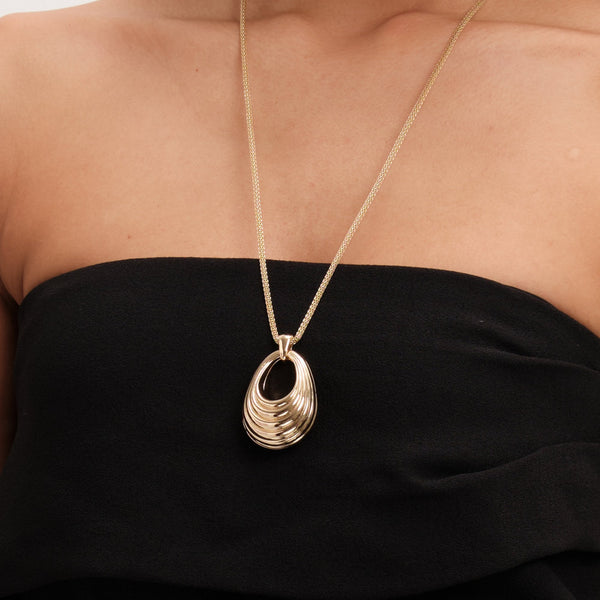 Jon Richard Gold Plated Polished Ridged Long Pendant