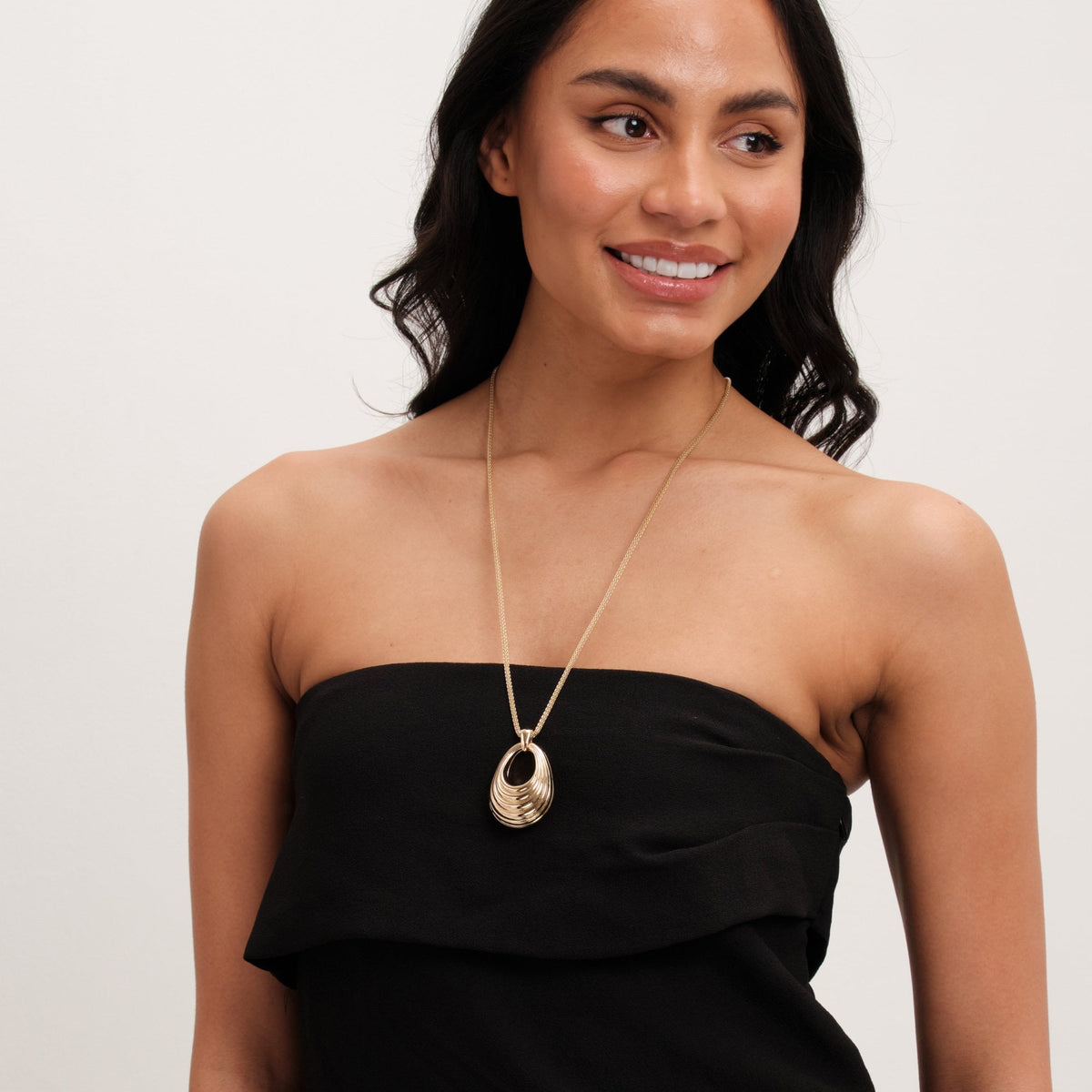 Jon Richard Gold Plated Polished Ridged Long Pendant