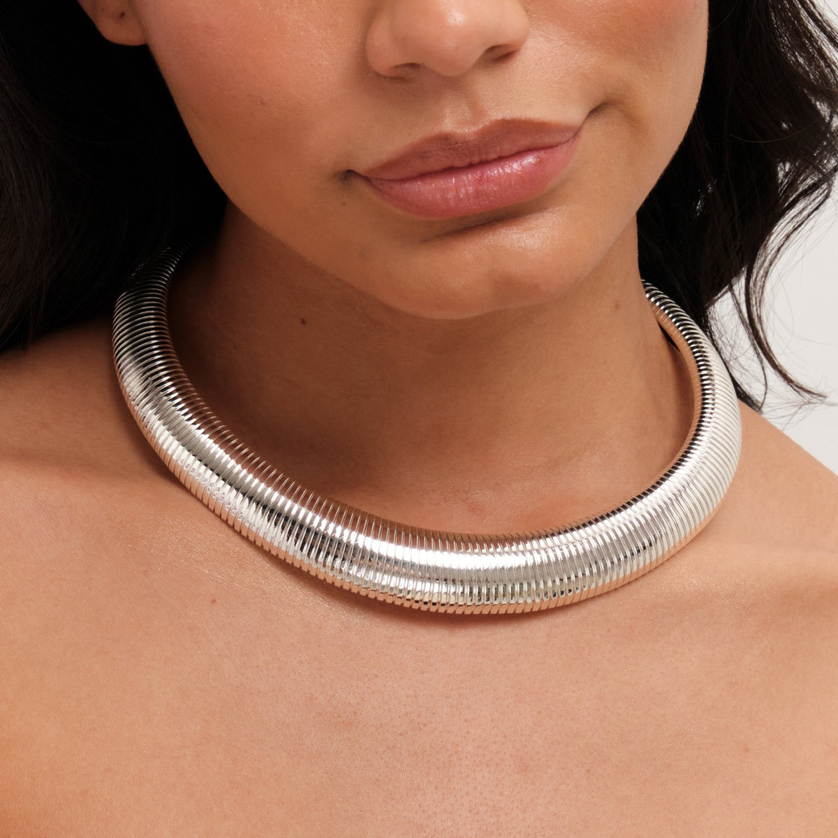 Jon Richard Silver Plated Statement Omega Necklace