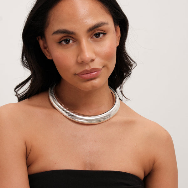 Jon Richard Silver Plated Statement Omega Necklace
