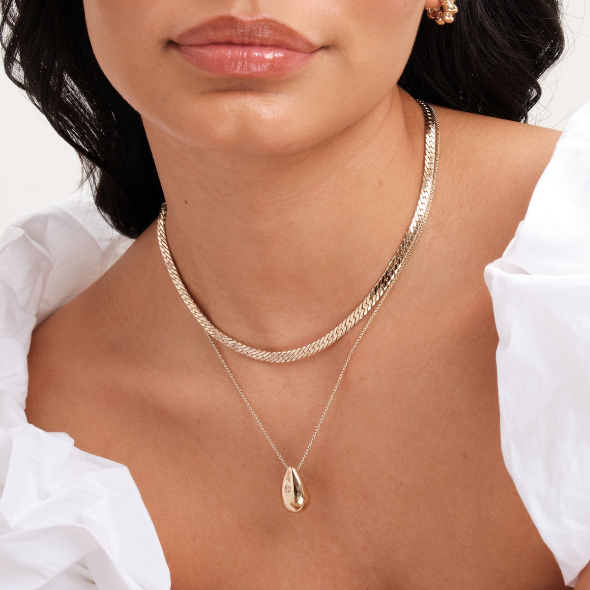 Mood Gold Polished Dome Layered Chain Pendant Necklace - Pack Of 2
