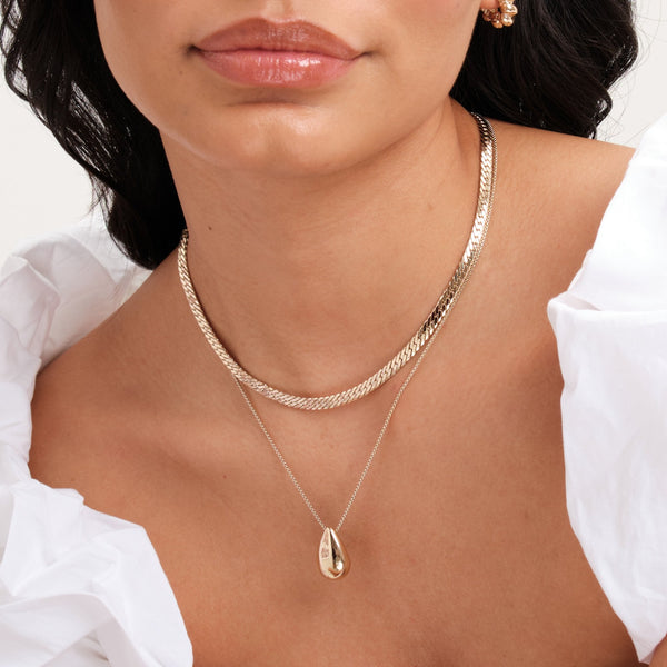 Mood Gold Polished Dome Layered Chain Pendant Necklace - Pack Of 2
