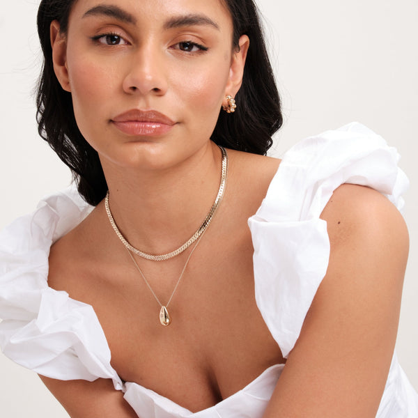 Mood Gold Polished Dome Layered Chain Pendant Necklace - Pack Of 2