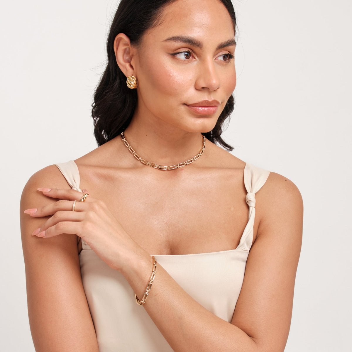 Mood Gold Polished Dome Layered Chain Pendant Necklace - Pack Of 2