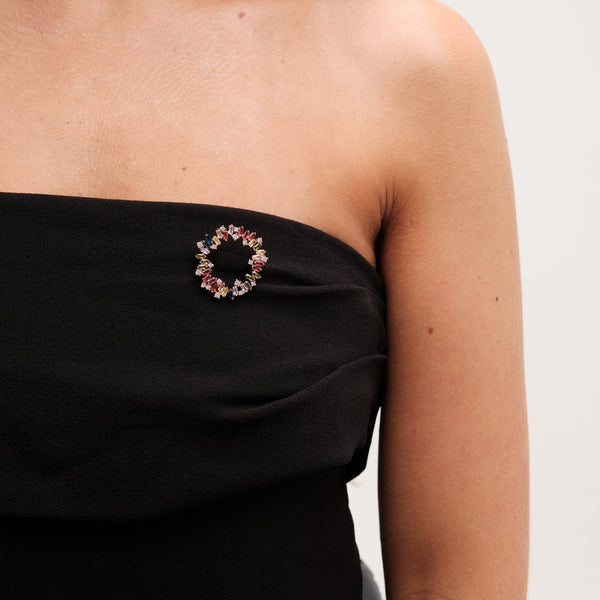 Jon Richard Rose Gold Plated Multi Cubic Zirconia Scattered Stone Brooch - Gift Boxed