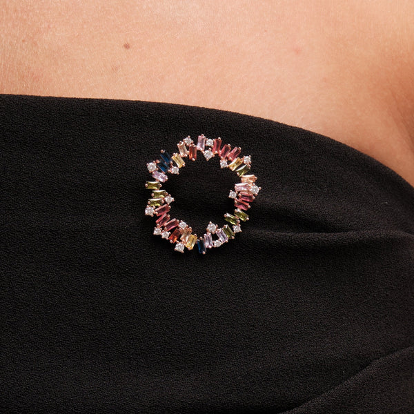 Jon Richard Rose Gold Plated Multi Cubic Zirconia Scattered Stone Brooch - Gift Boxed