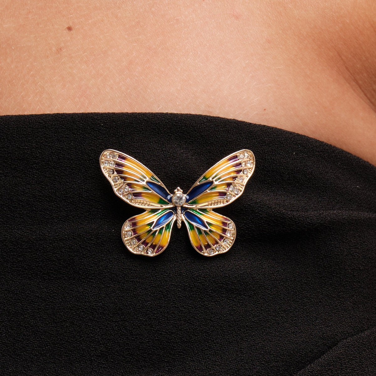 Jon Richard Gold Plated Multicoloured Butterfly Brooch - Gift Boxed