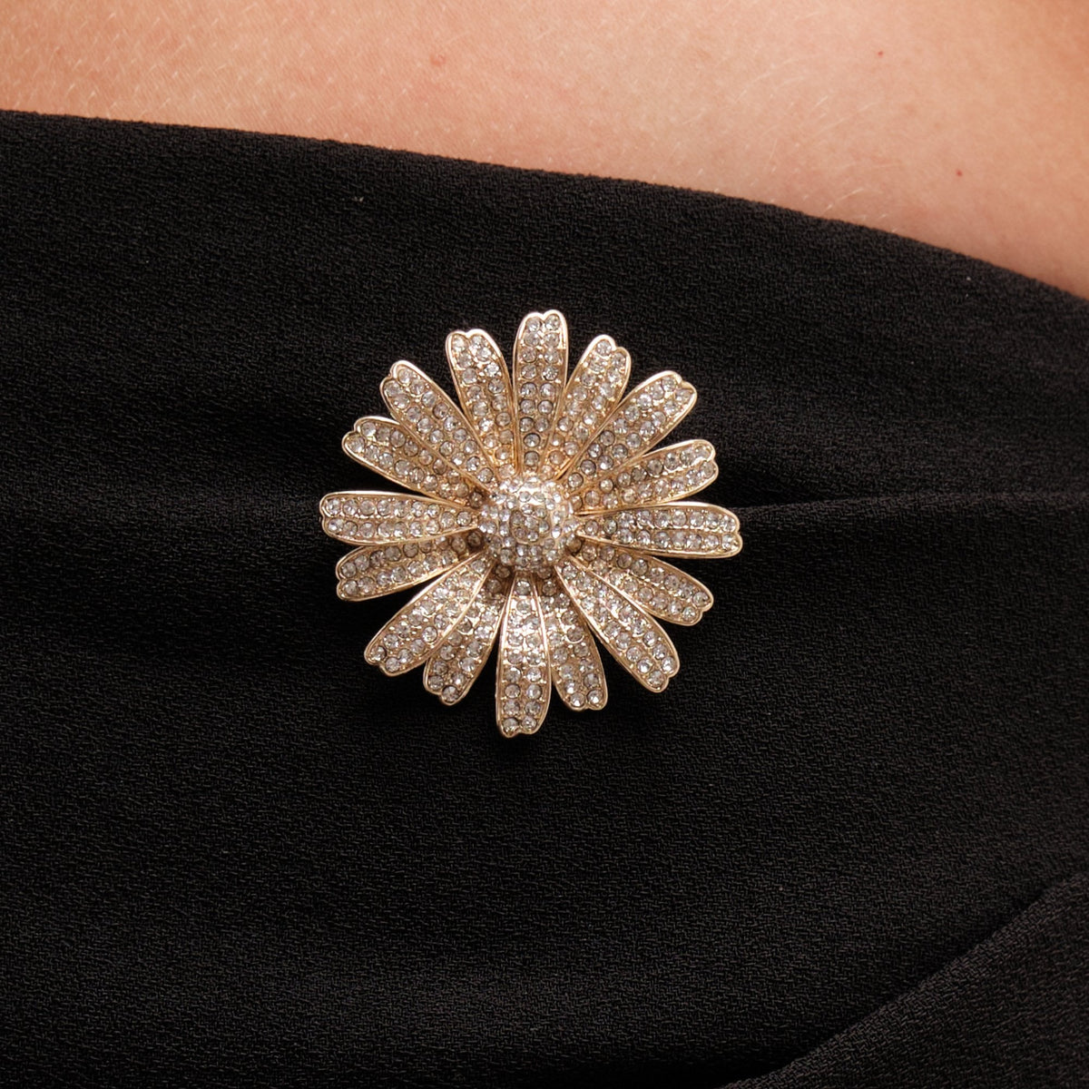 Jon Richard Gold Plated Crystal Flower Brooch - Gift Boxed