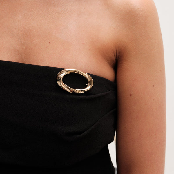 Jon Richard Gold Plated Open Polished Twist Brooch - Gift Boxed