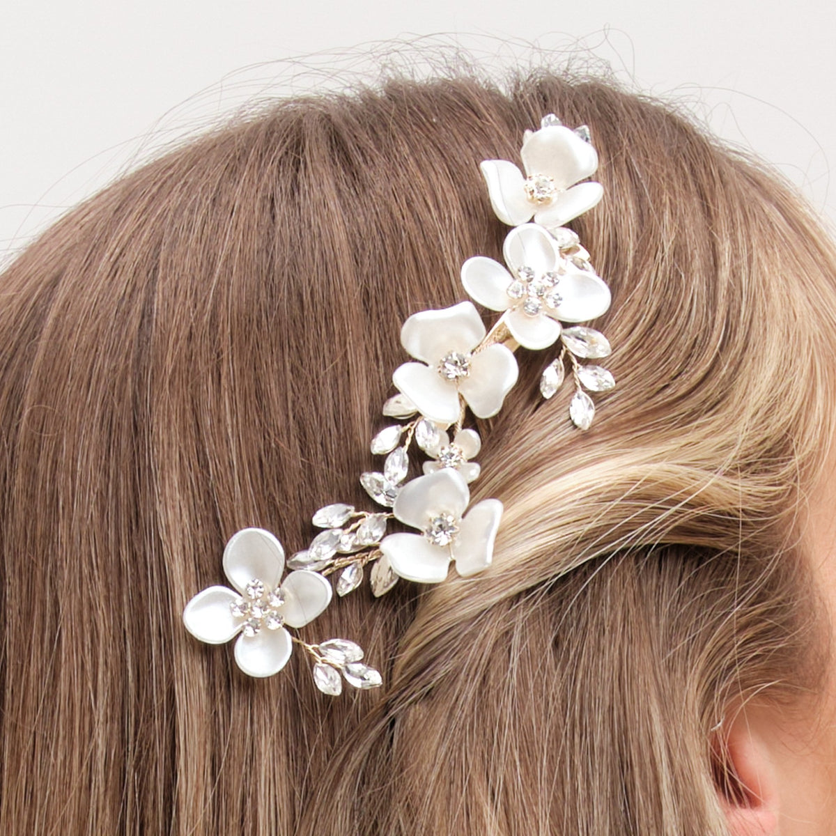 Jon Richard Gold Plated White Floral And Crystal Hair Slide