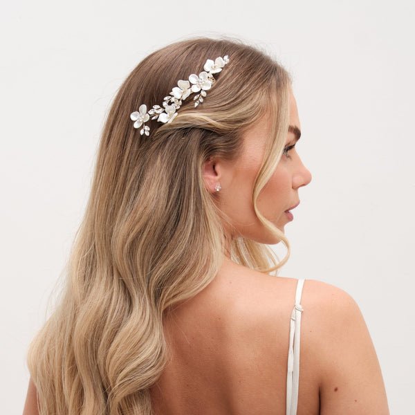 Jon Richard Gold Plated White Floral And Crystal Hair Slide