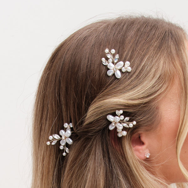 Jon Richard Gold Plated Mother Of Pearl Floral Hair Pins