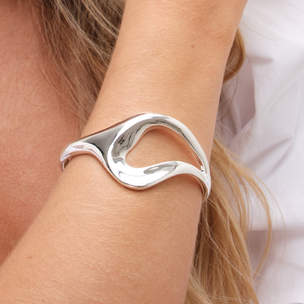 Inicio Silver Plated Molten Open Cuff - Gift Pouch