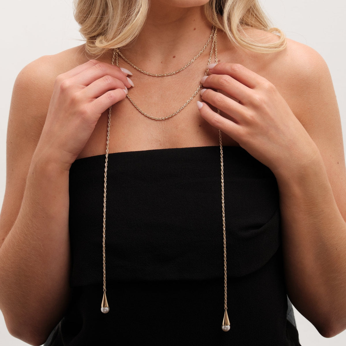 Mood Gold Pearl multirow Rope Necklace