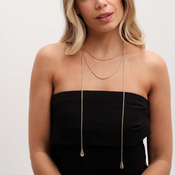 Mood Gold Pearl multirow Rope Necklace