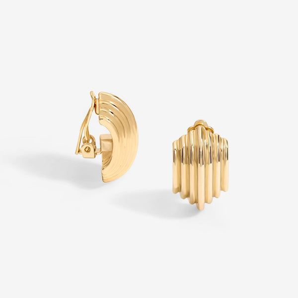 Jon Richard Gold Plated Curved Ridge Clip Earrings