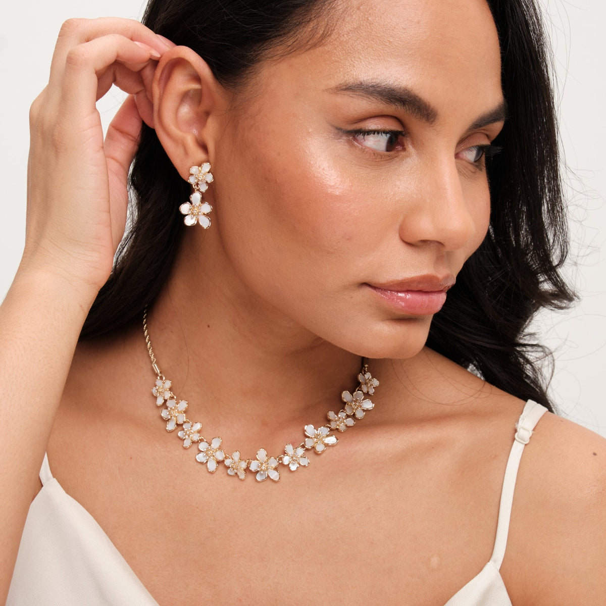 Jon Richard Gold Plated Mother Of Pearl Floral Necklace