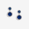 Jon Richard Rhodium Plated And Sapphire Double Halo Earrings