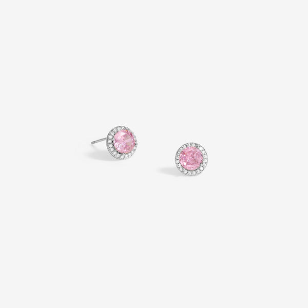 Jon Richard Rhodium Plated And Pink Stud Earrings