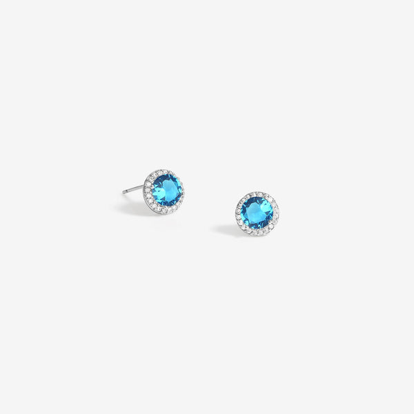Jon Richard Rhodium Plated And Aqua Stud Earrings